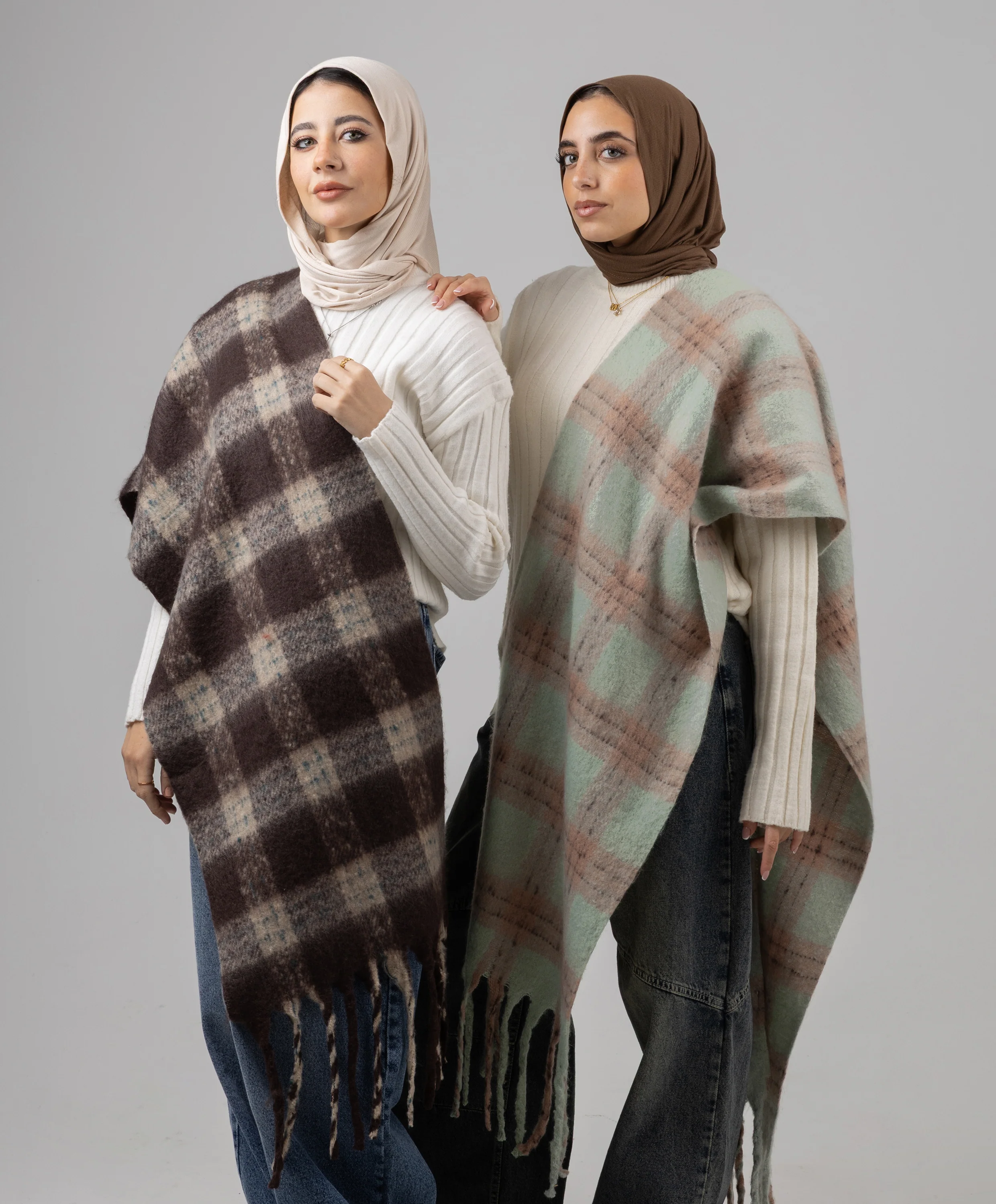 Cozy Plaid Winter Shawl