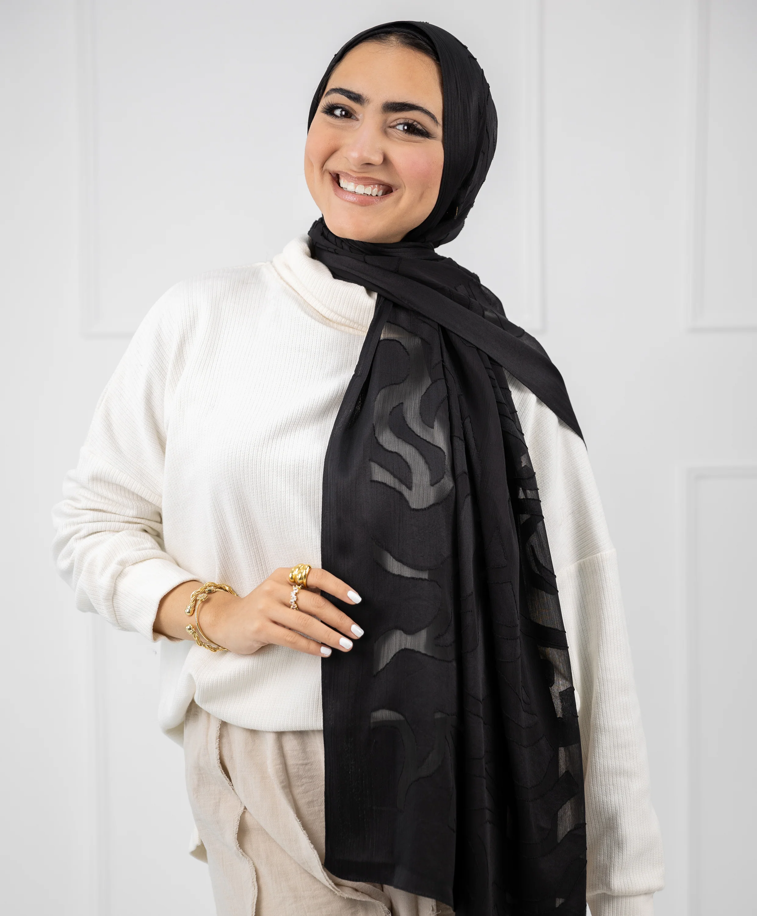 Cut-Out Chiffon Scarf - Image 5