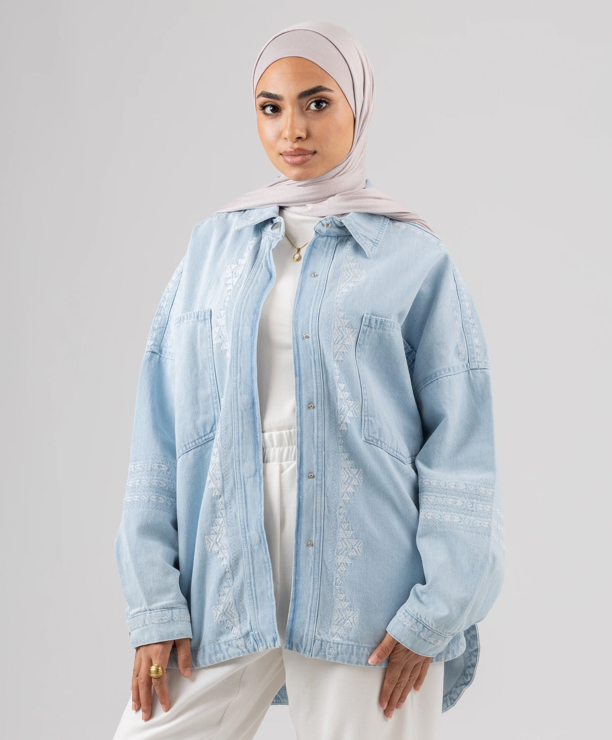 Embroidered Denim Shirt