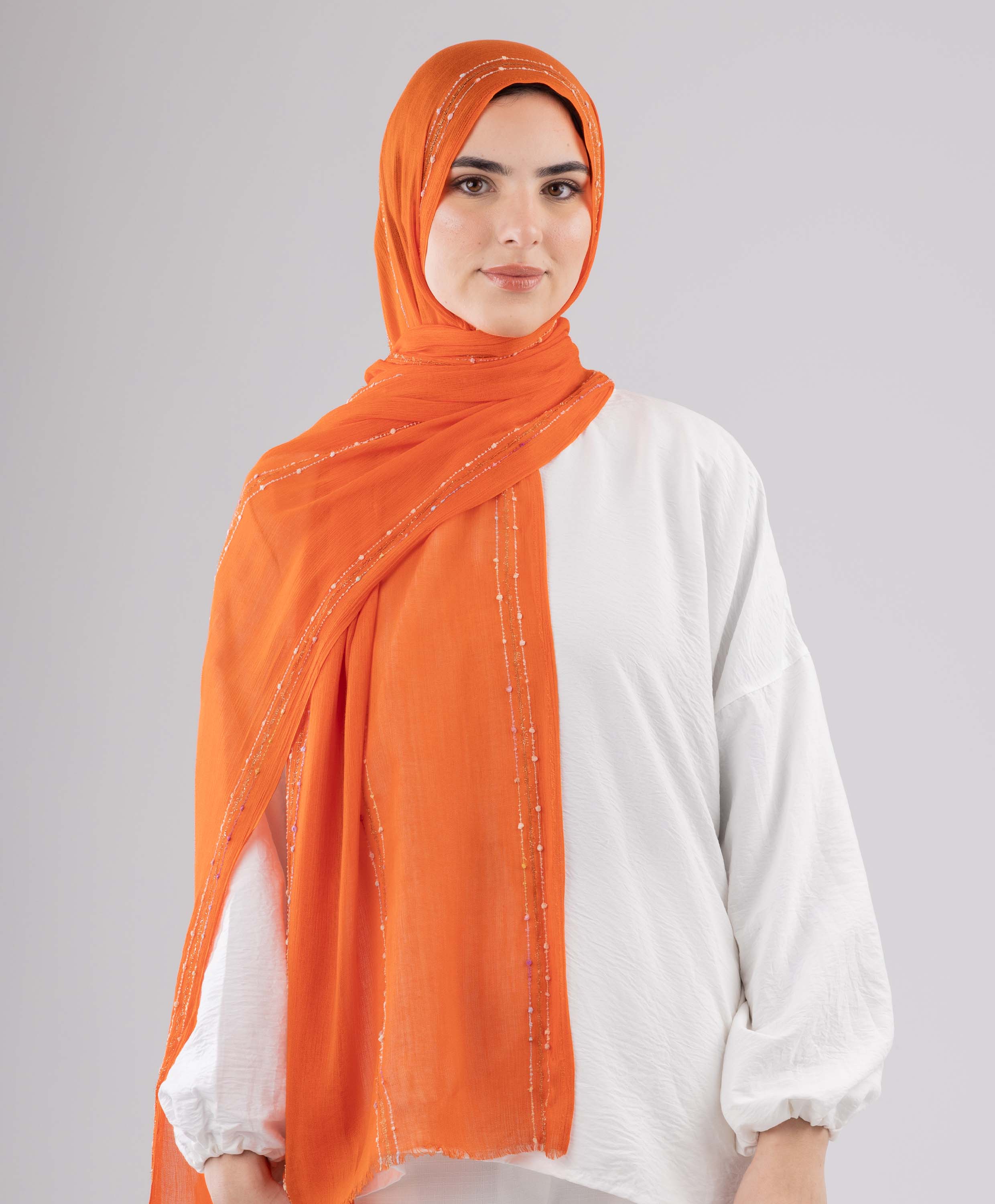 Embroidered Linen Scarf - Image 11