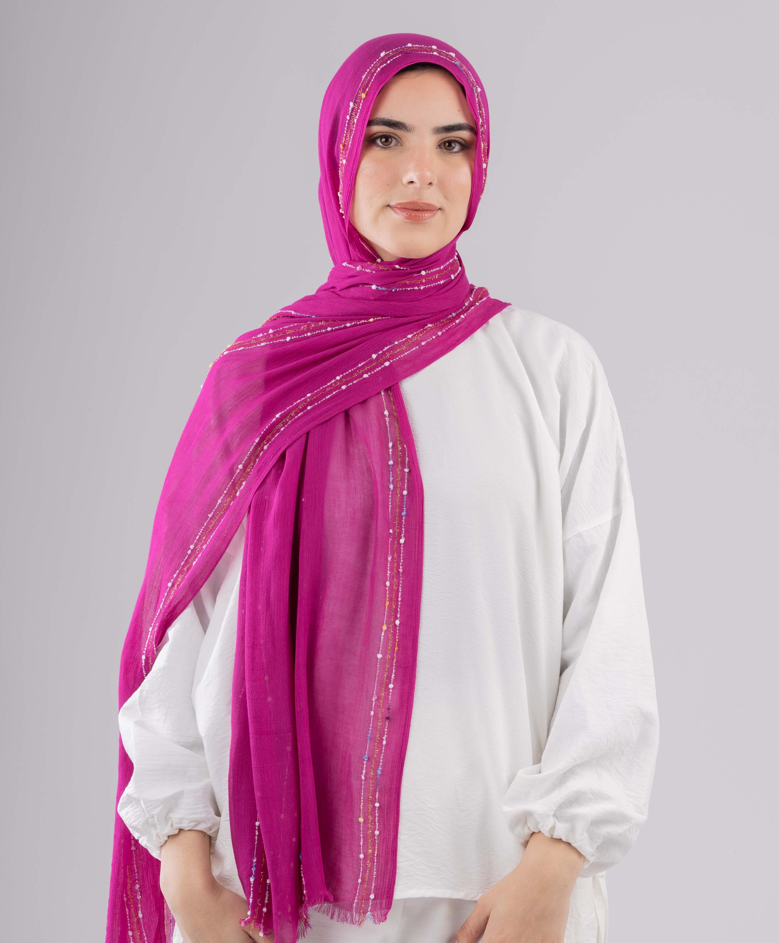 Embroidered Linen Scarf - Image 12