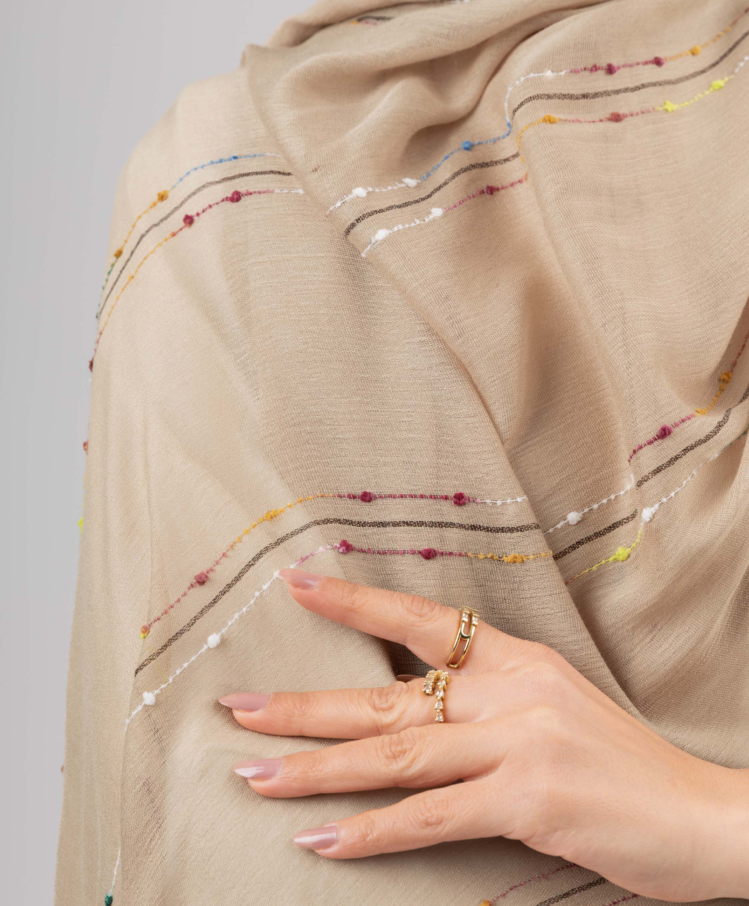 Embroidered Linen Scarf - Image 3