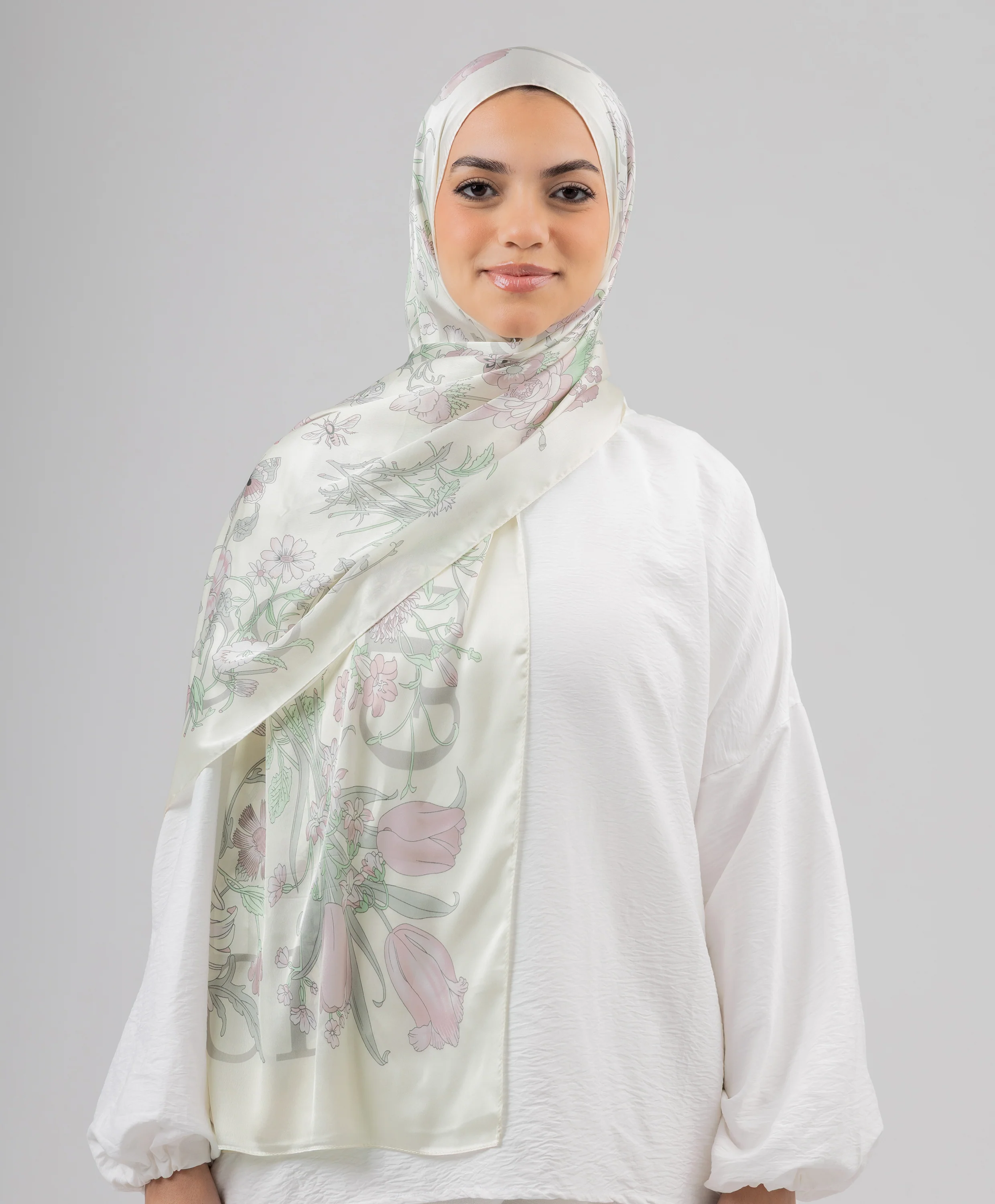 Floral Silk Scarf - Image 4