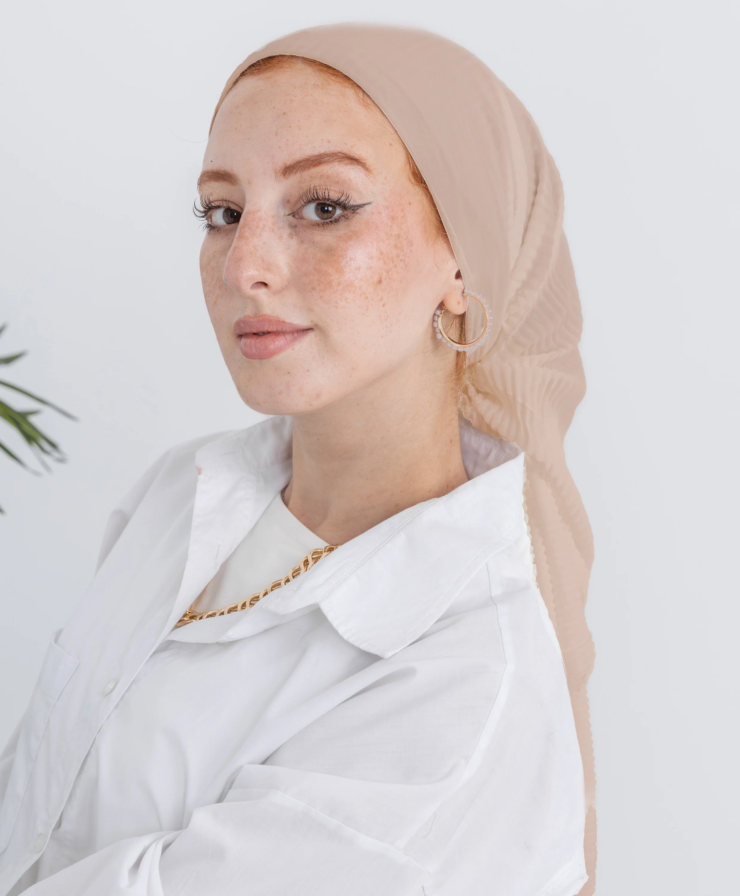 Pleated Plain Square Scarf - Image 10