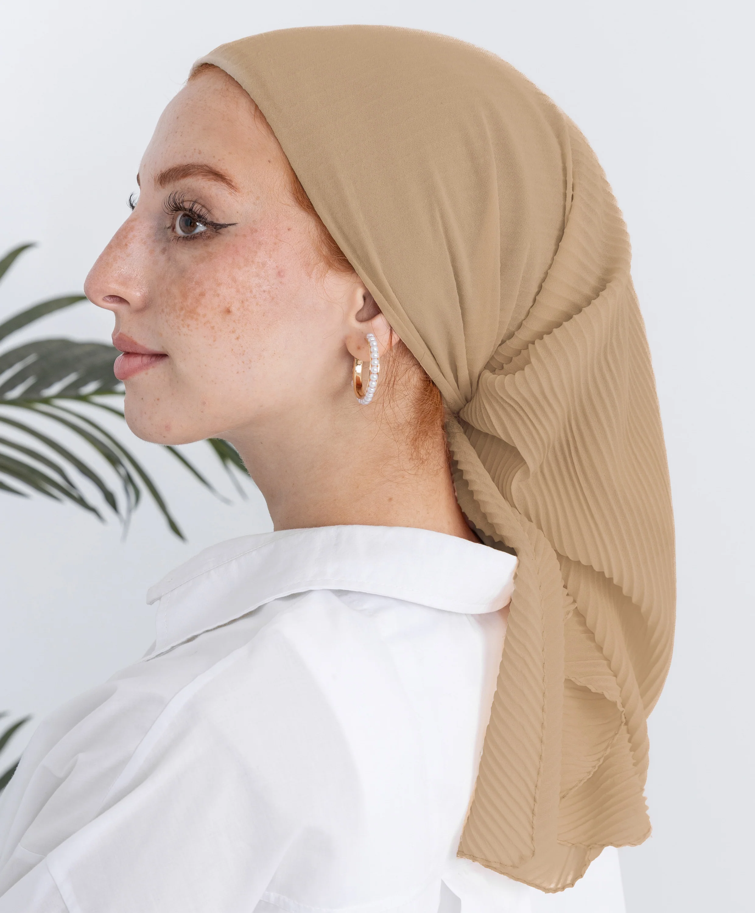Pleated Plain Square Scarf - Image 15