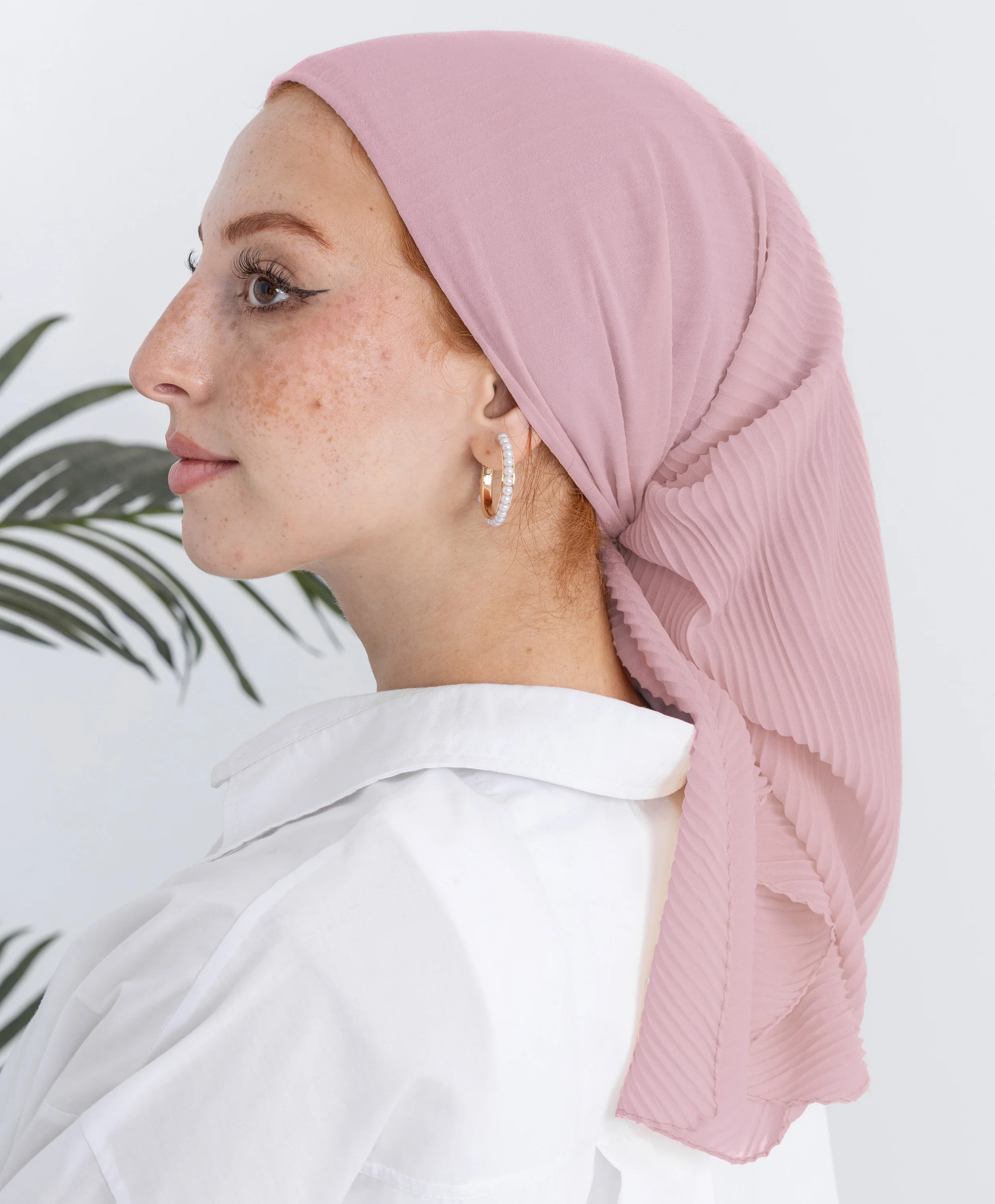 Pleated Plain Square Scarf - Image 16
