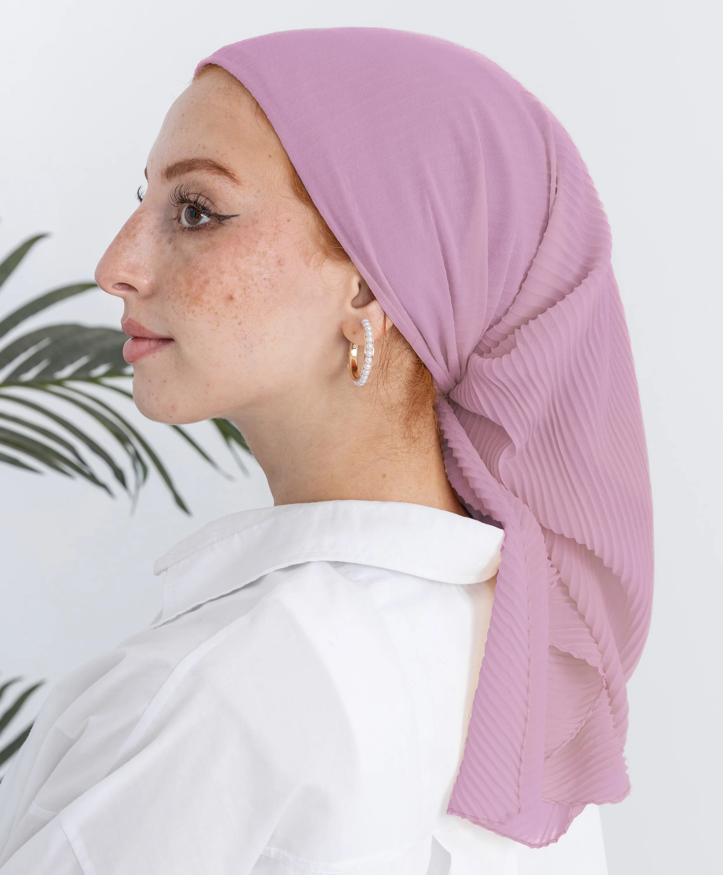 Pleated Plain Square Scarf - Image 20