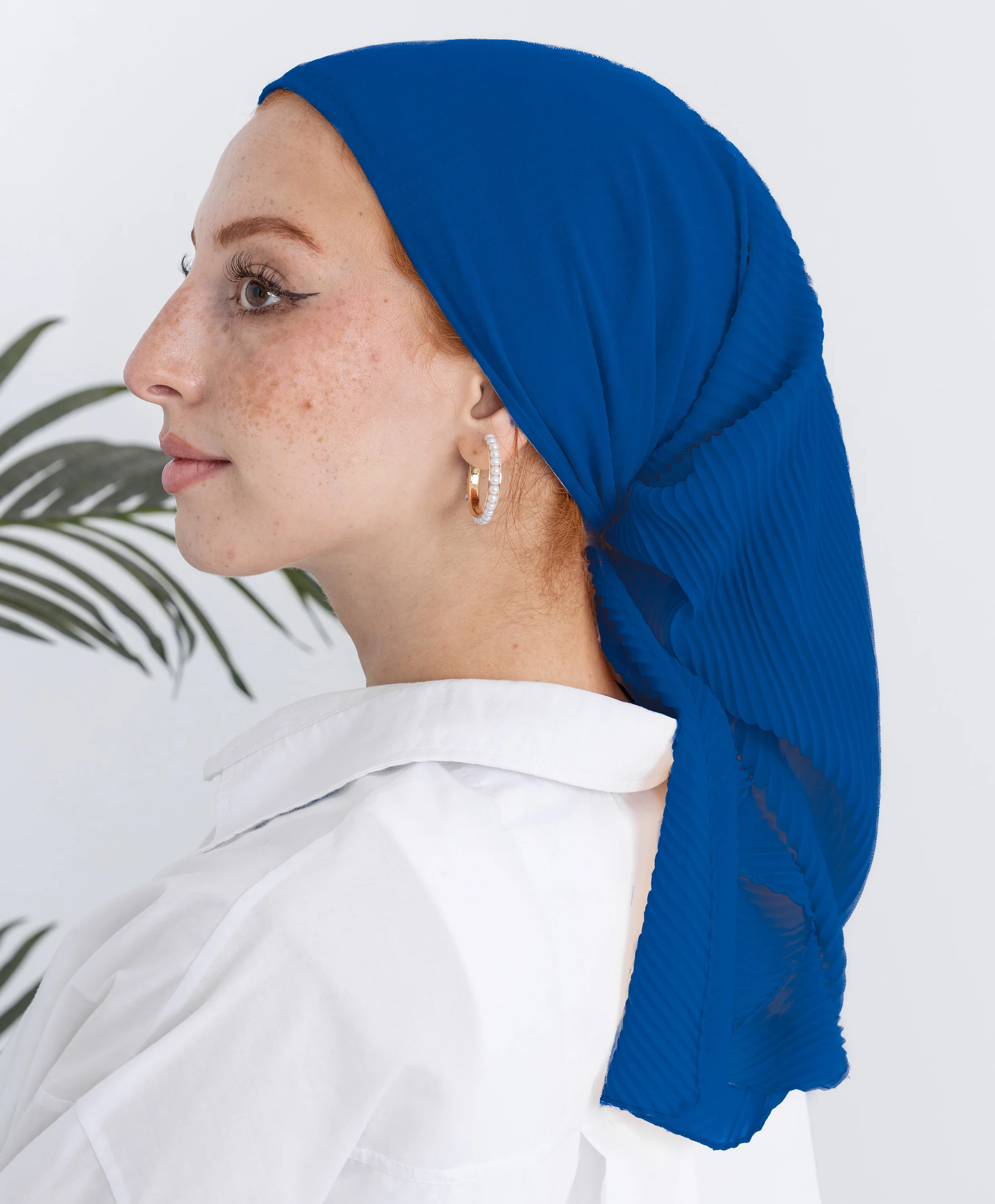 Pleated Plain Square Scarf - Image 21