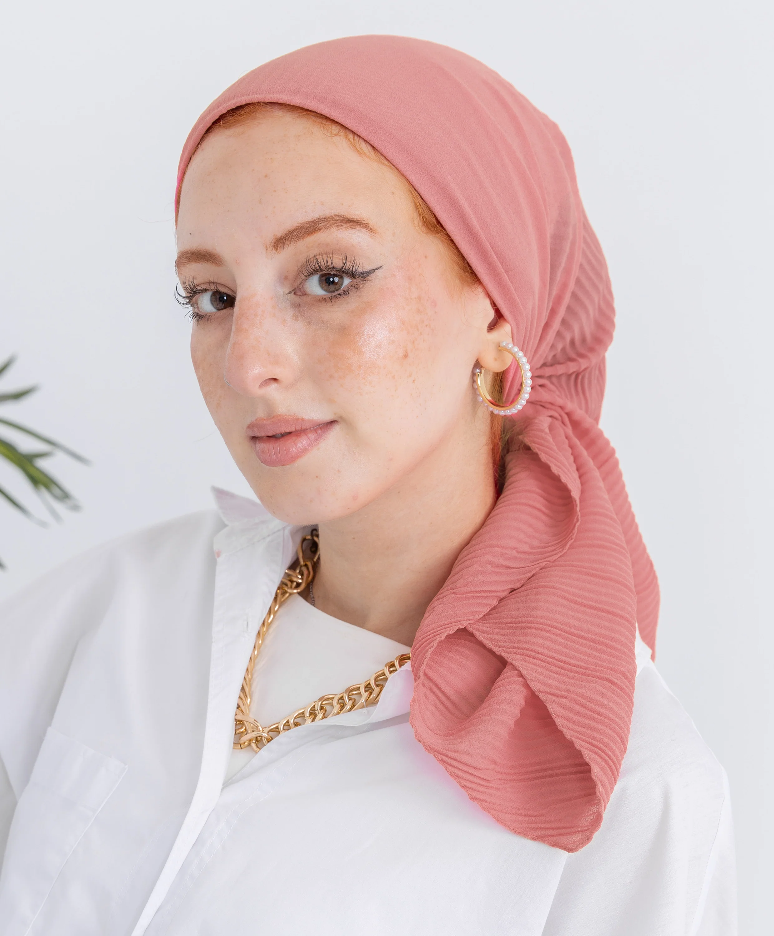 Pleated Plain Square Scarf - Image 7