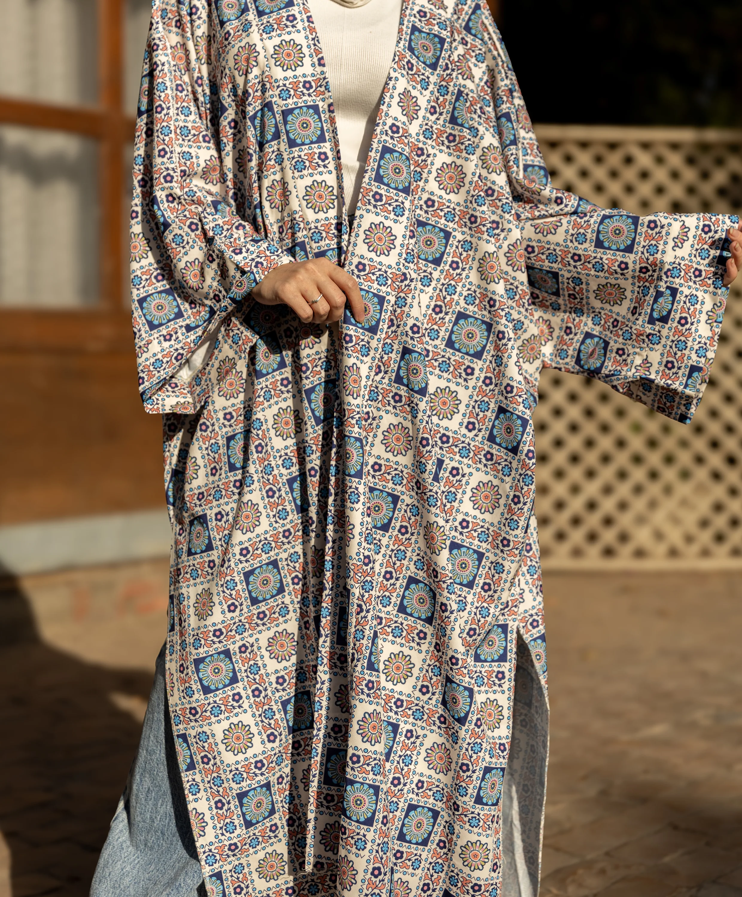 Printed Satin Kimono - Image 4