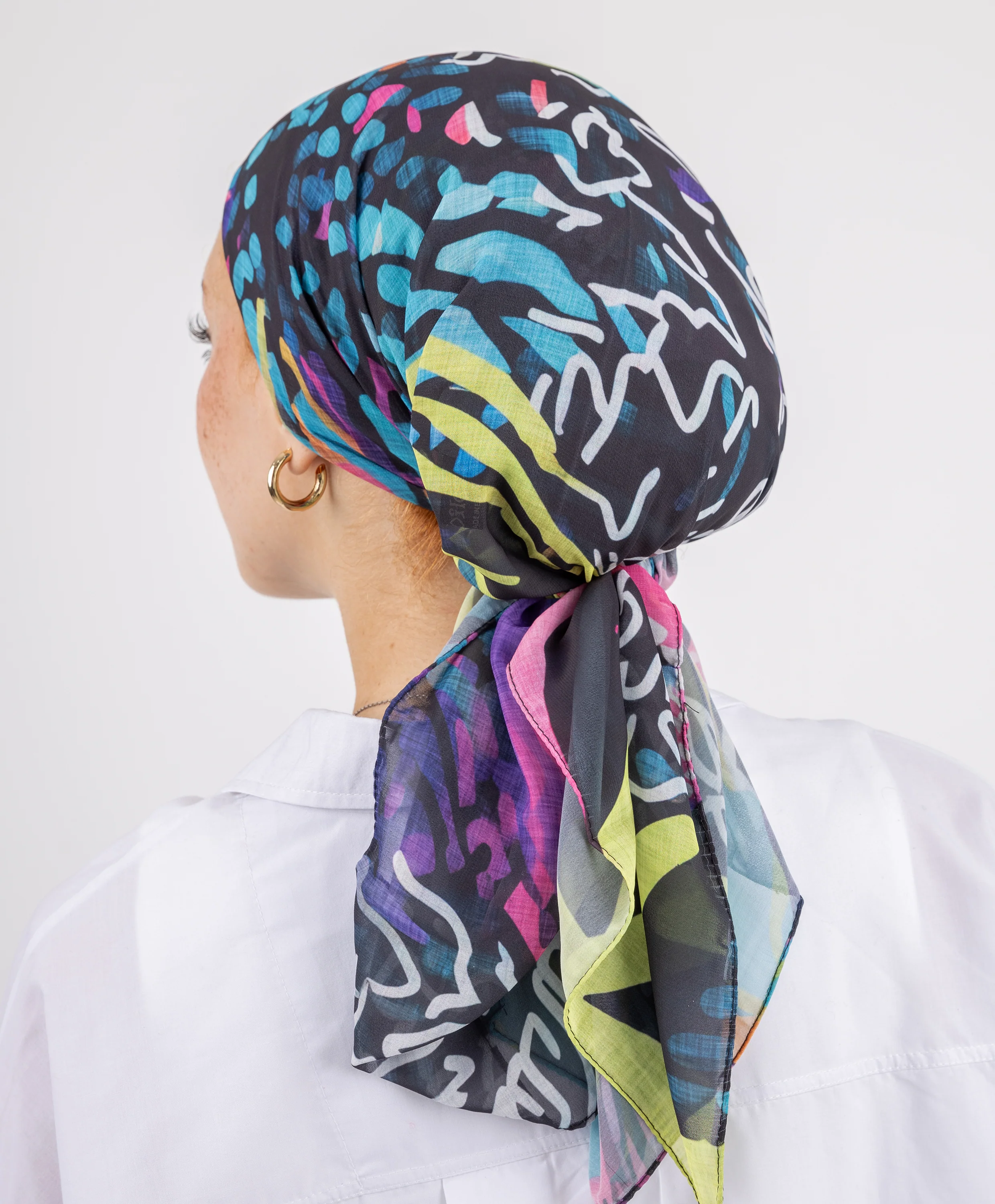 Printed Square Chiffon Scarf - Image 3