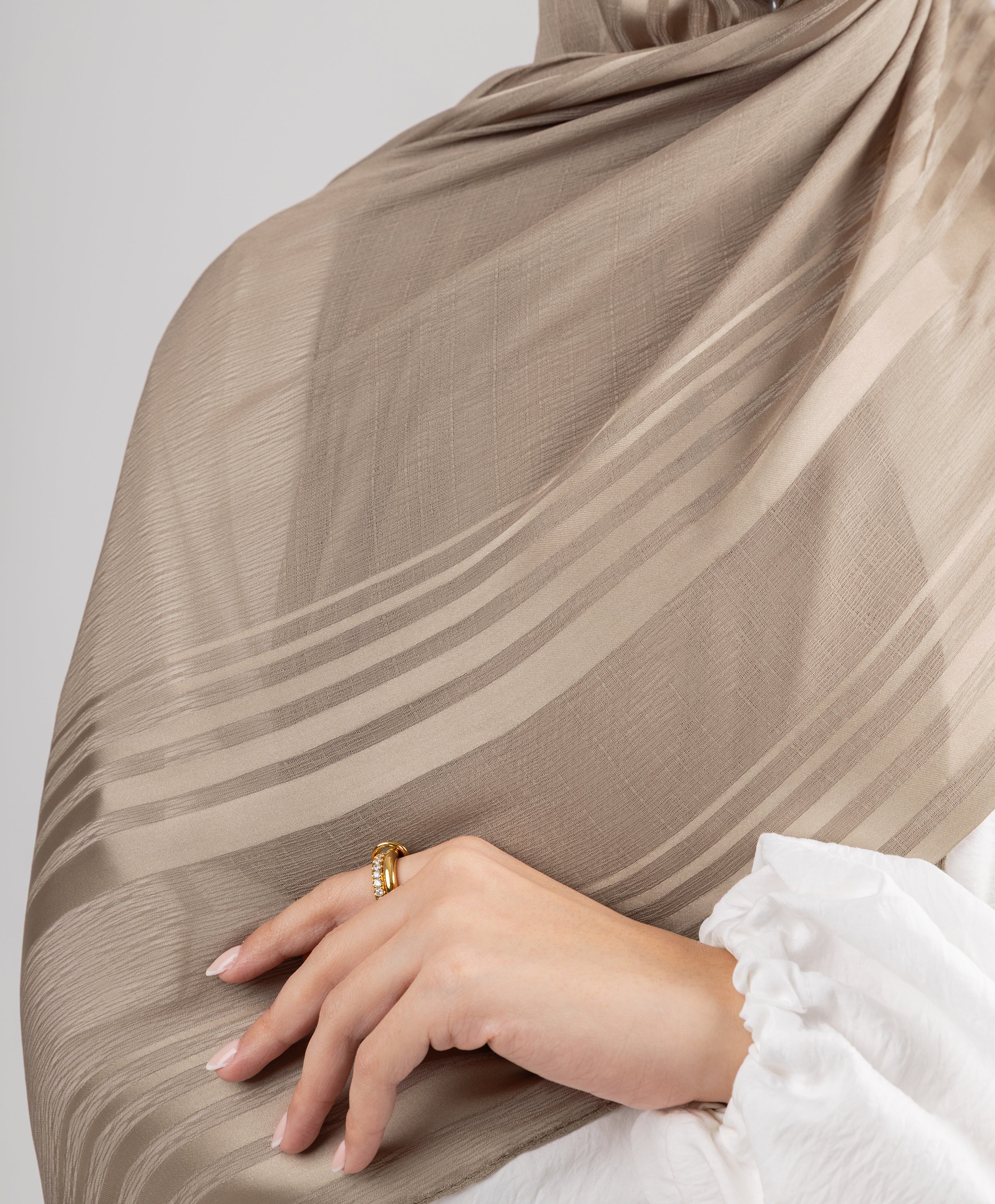 Stripe Satin Chiffon Scarf