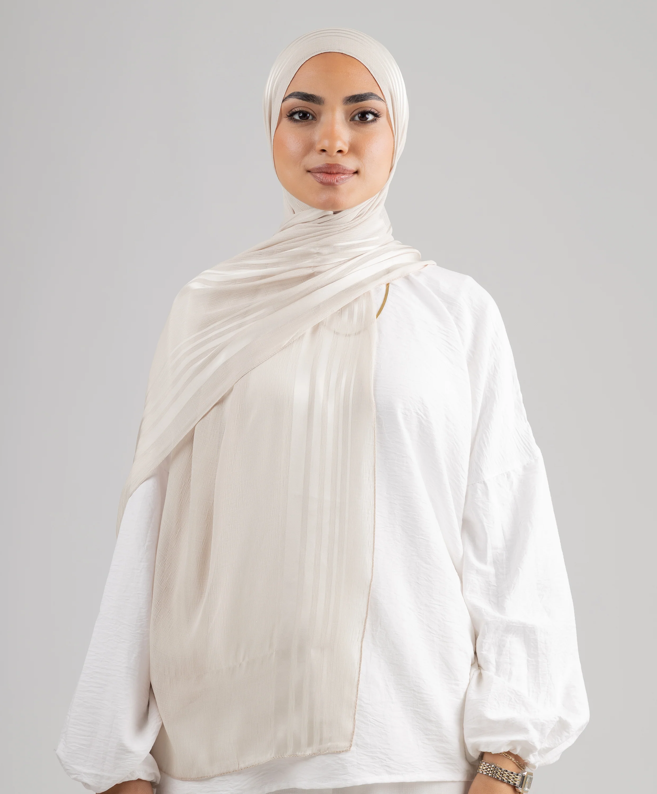 Stripe Satin Chiffon Scarf - Image 3