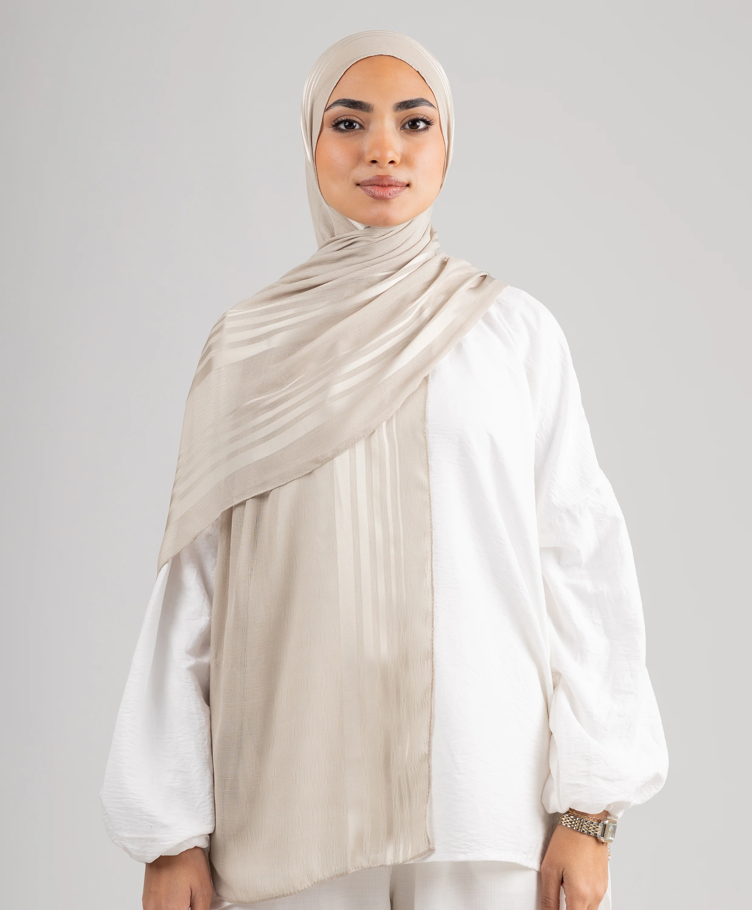 Stripe Satin Chiffon Scarf - Image 4