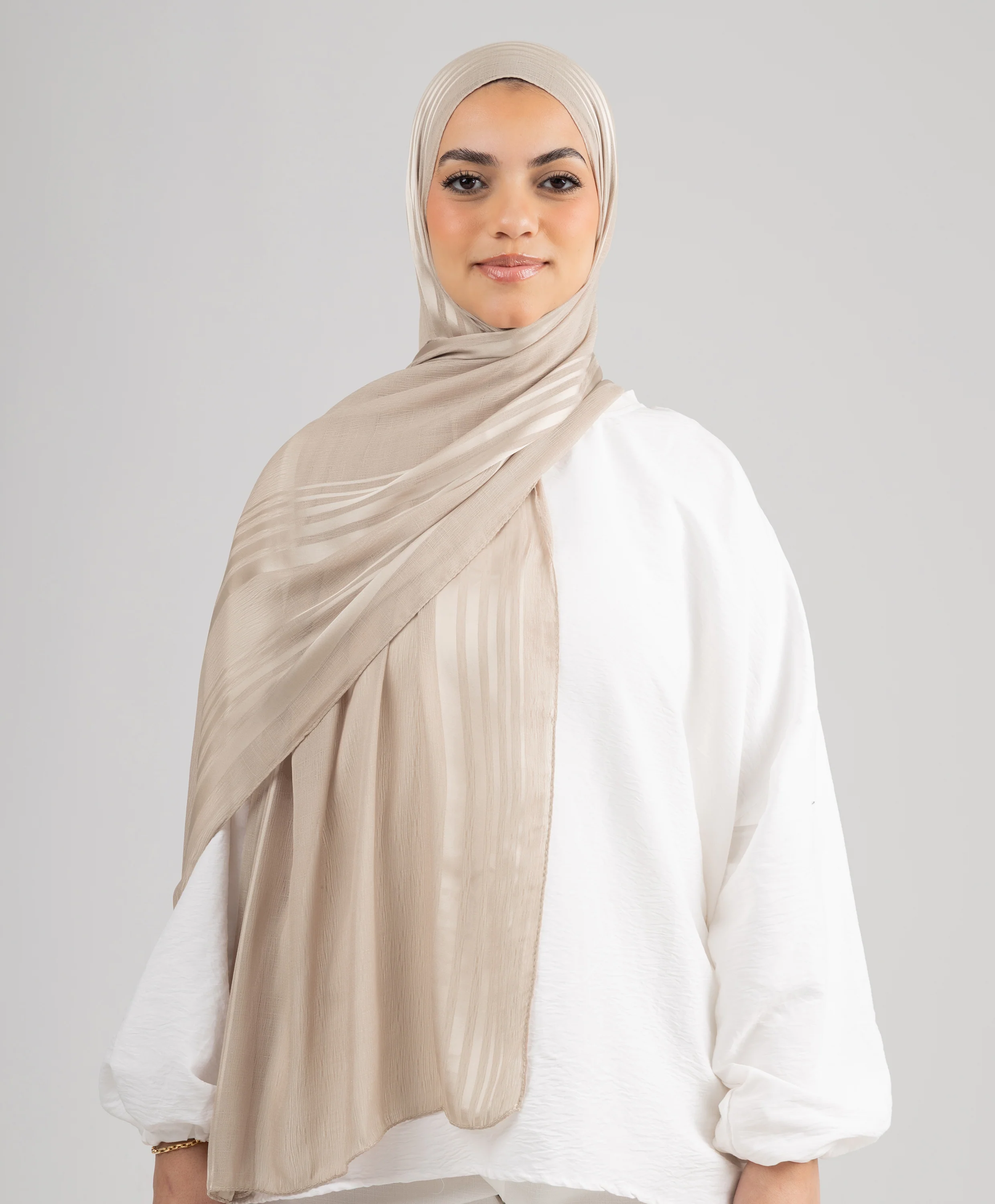Stripe Satin Chiffon Scarf - Image 6