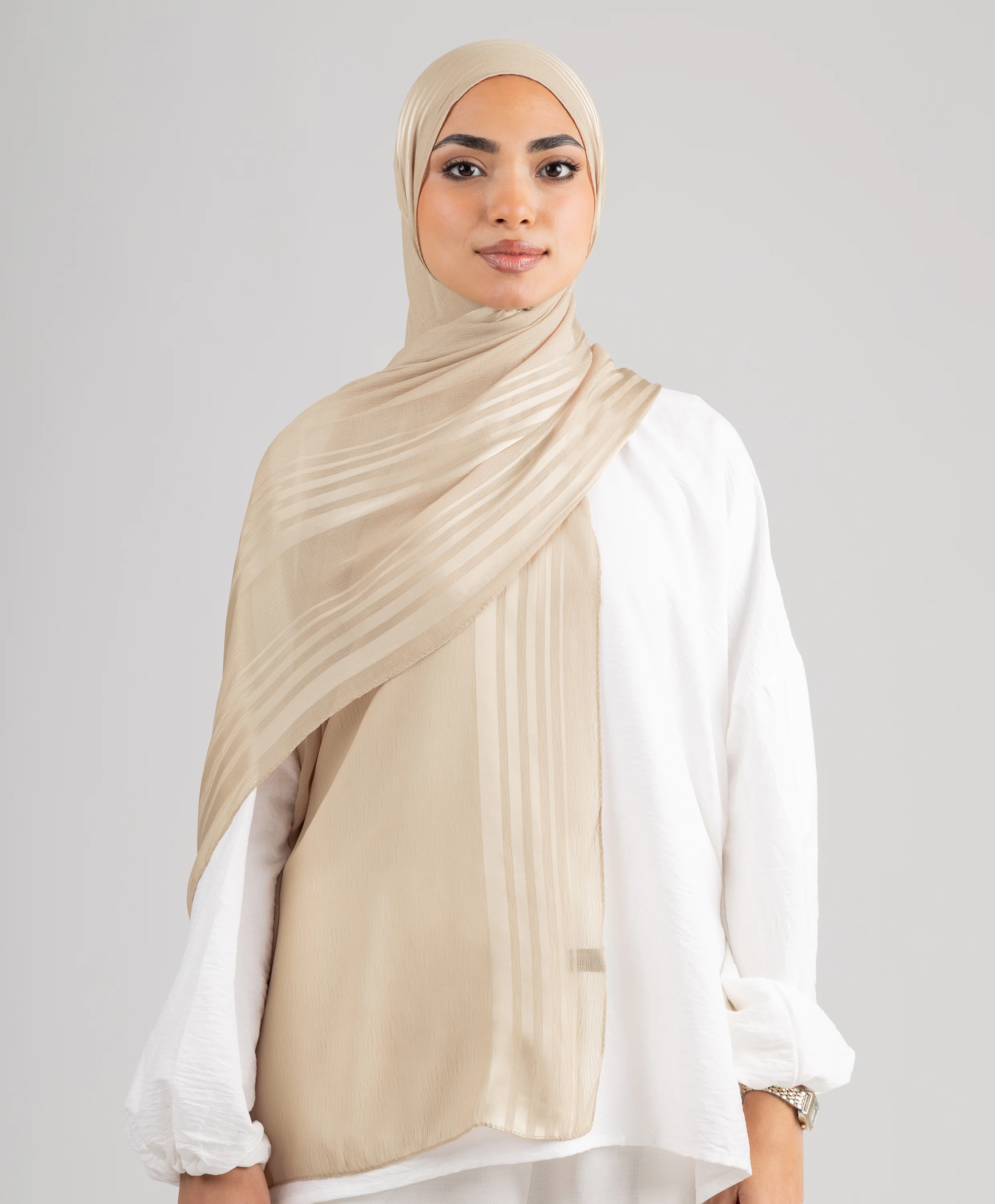 Stripe Satin Chiffon Scarf - Image 7