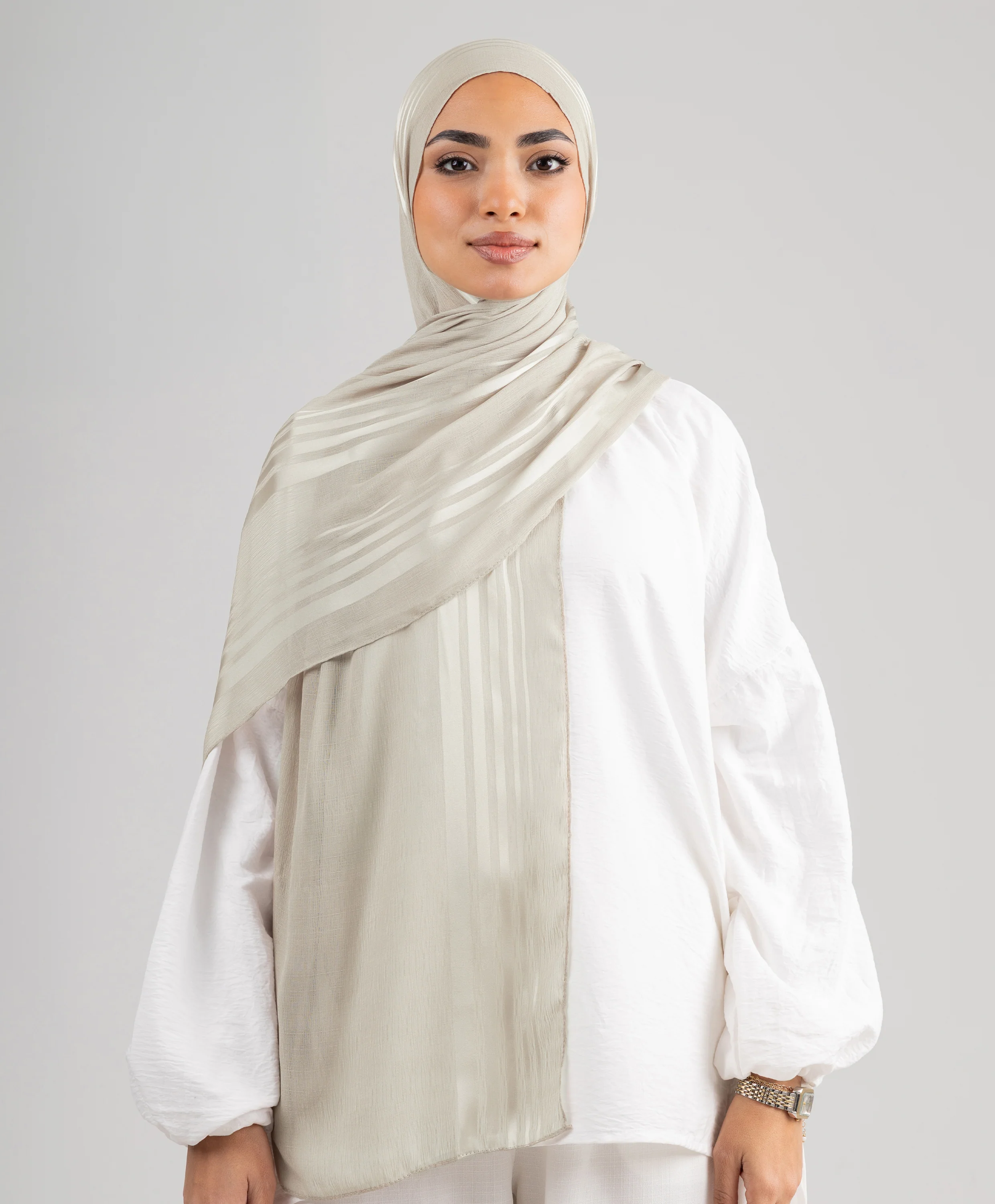 Stripe Satin Chiffon Scarf - Image 8