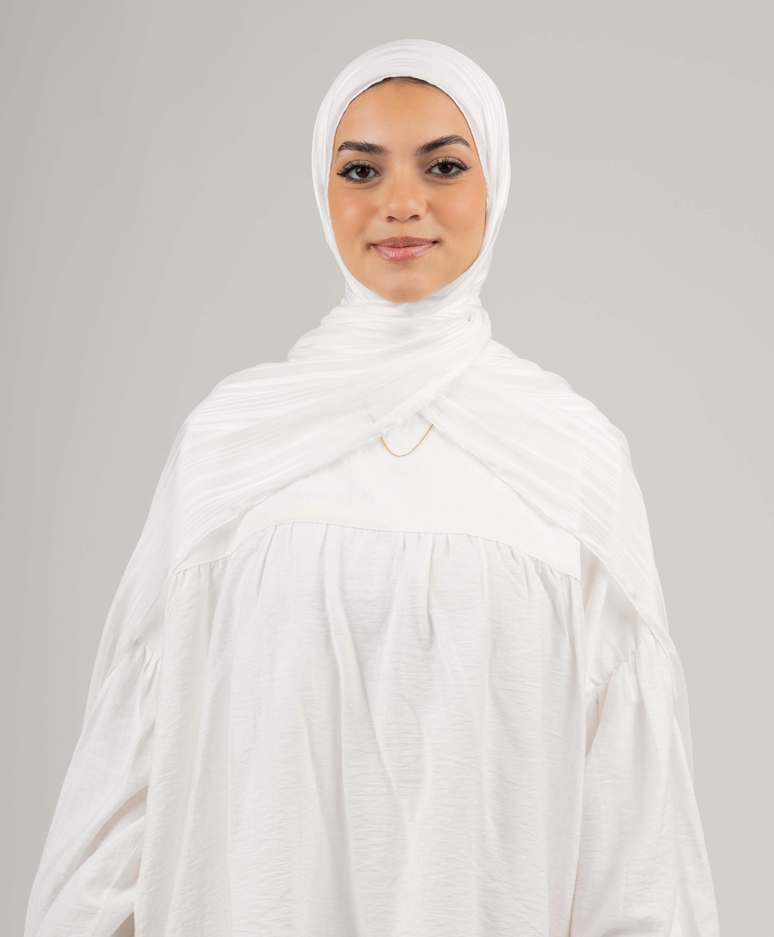 Striped Satin Chiffon Scarf - Image 3